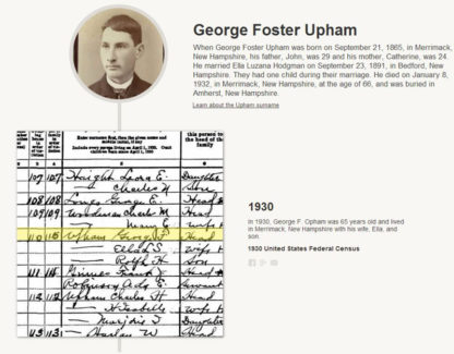 george-foster-upham-record