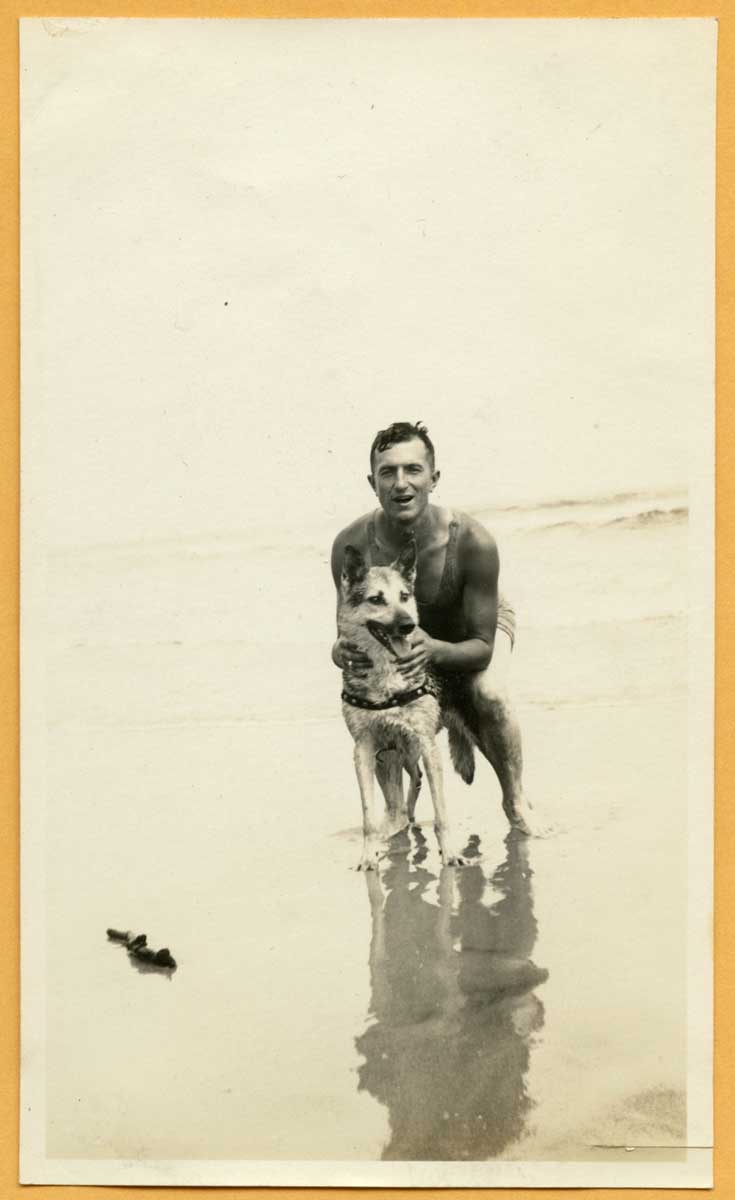Man German Shepard Dog | Vintage Snapshots and Old Photos For Sale